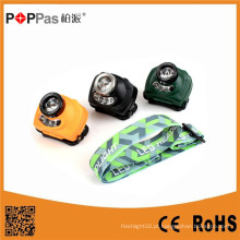 Poppas T15 3W 120lm CREE XPE R2 + 2 * LED vermelho de mineração LED com função de sensor